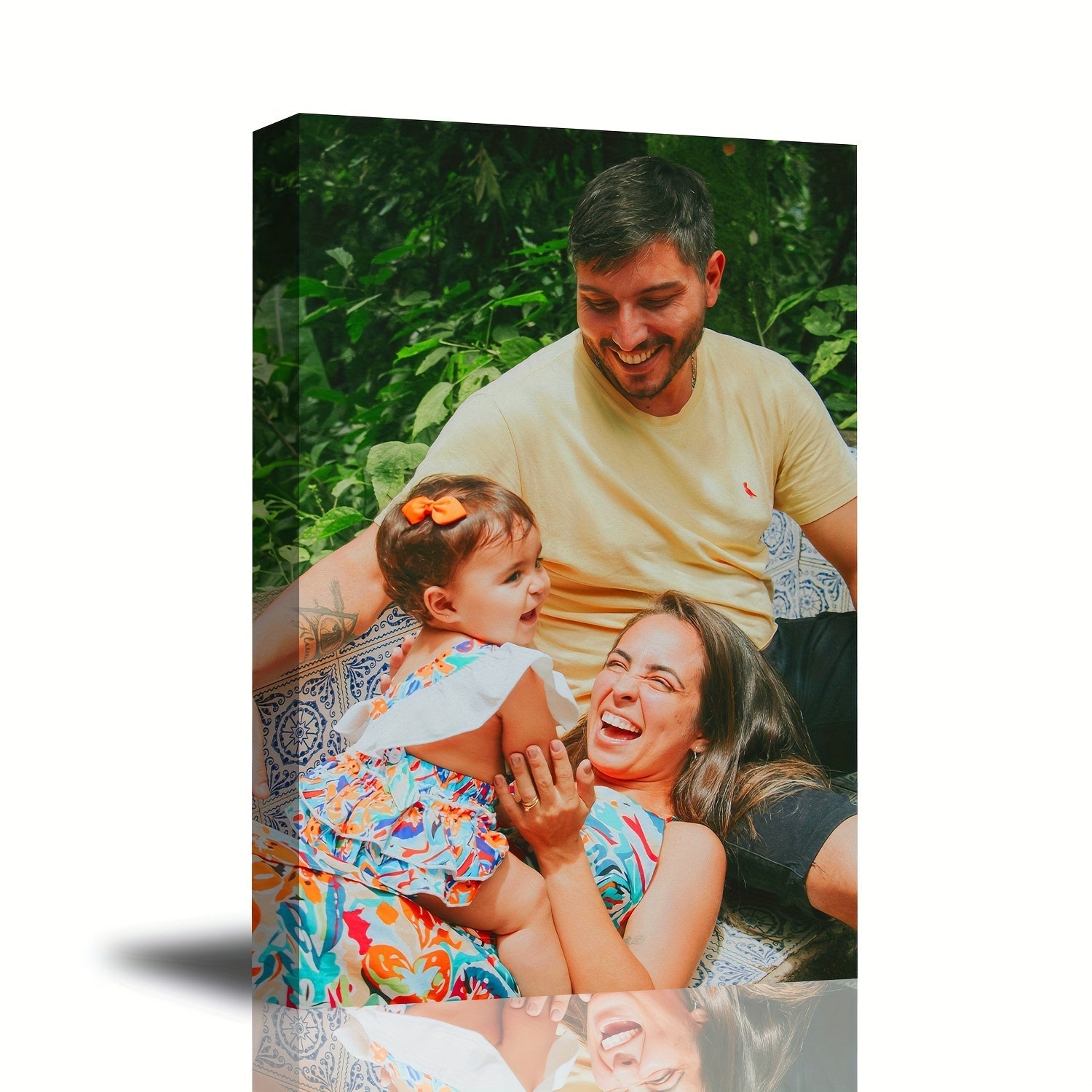 Personalized Wooden Framed Canvas Print for Family Photos Wall Art for Living Room Bedroom Bathroom