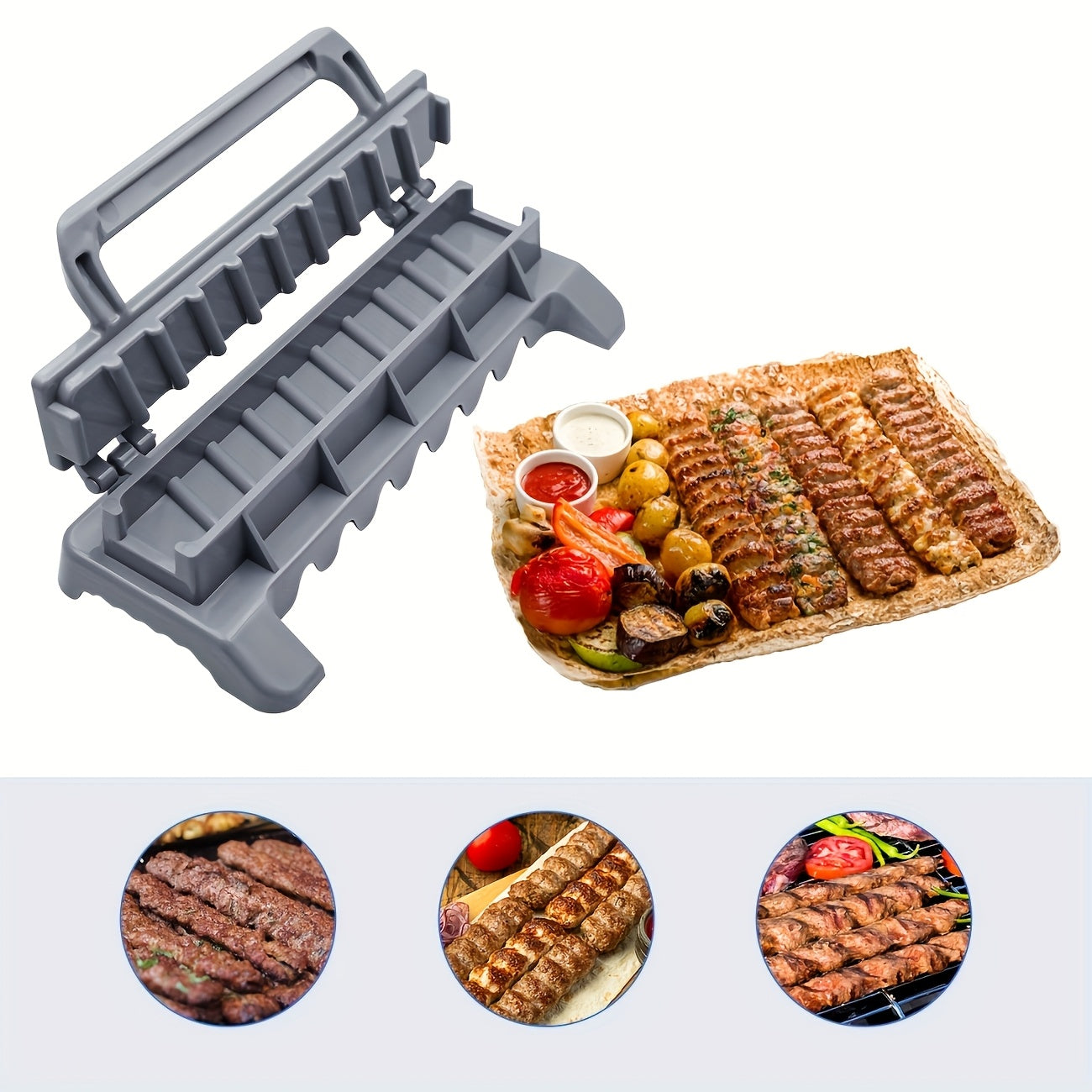 Plastic Kebab Maker Single-Row Skewer Mold for BBQ Portable Kitchen Tool