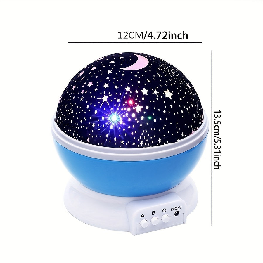 Rotating Star and Moon Night Light LED Projector Lamp Color Changing Tabletop Decor for Teens