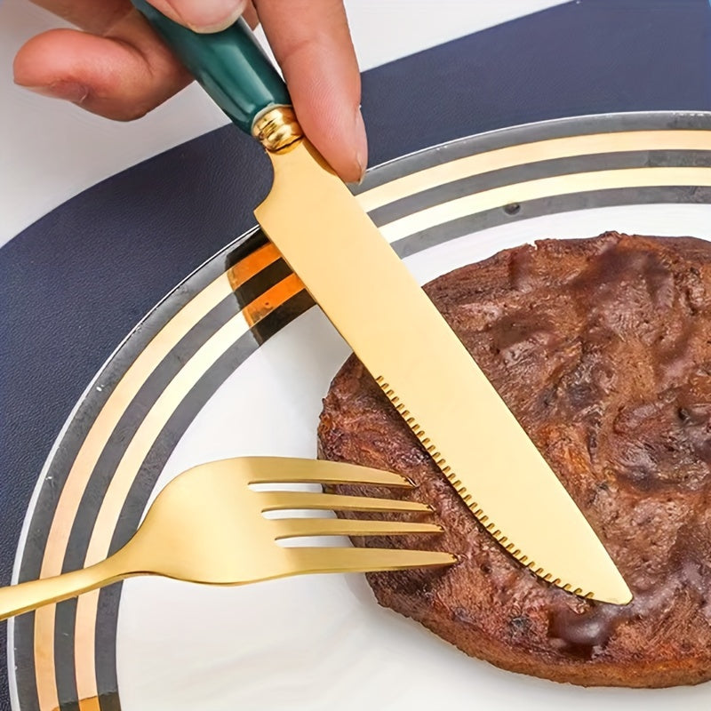 Набор столовых приборов из нержавеющей стали на 24 предмета с керамическими ручками для обеда и десерта