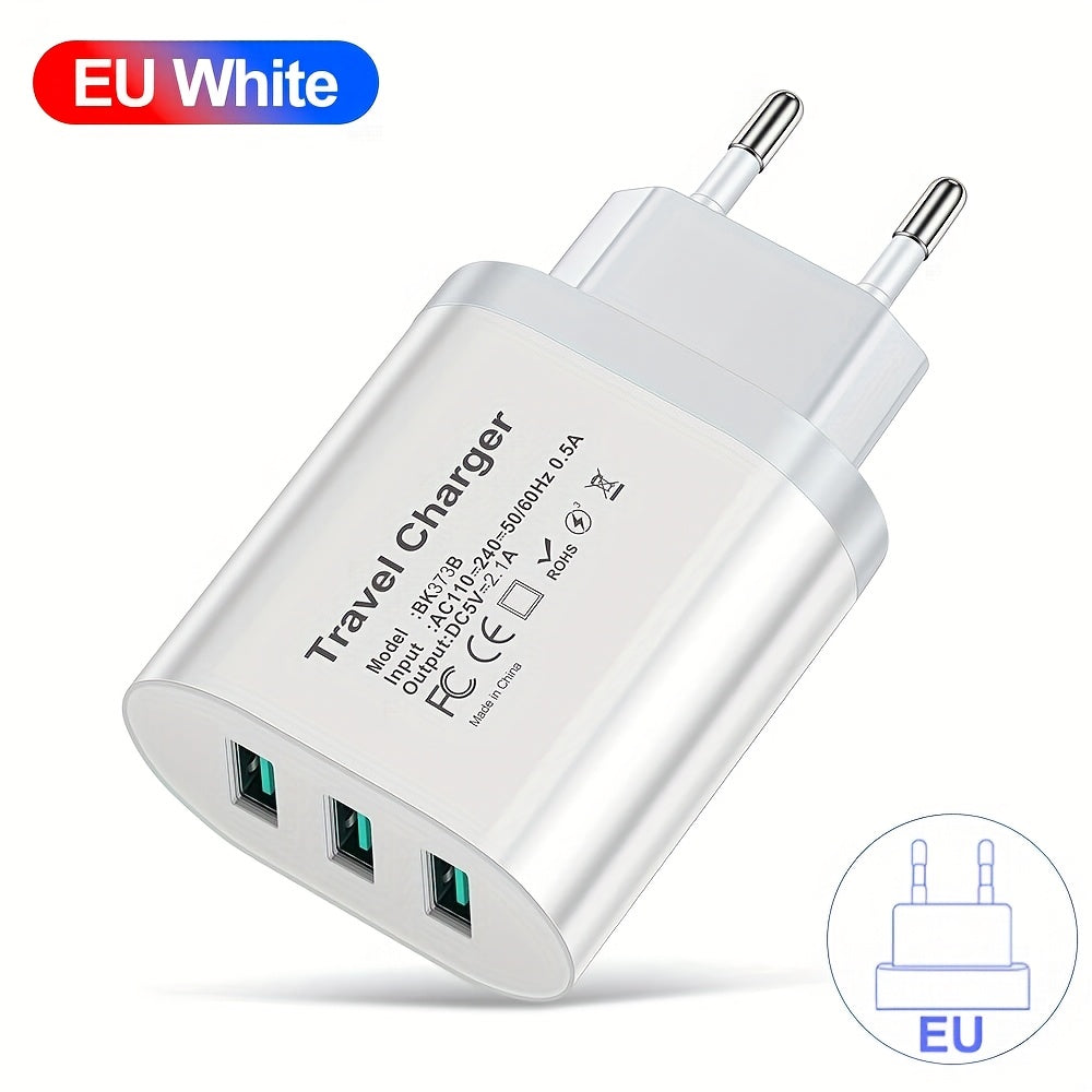 3-портовое USB-зарядное устройство для быстрой зарядки, дорожный адаптер, белый и черный