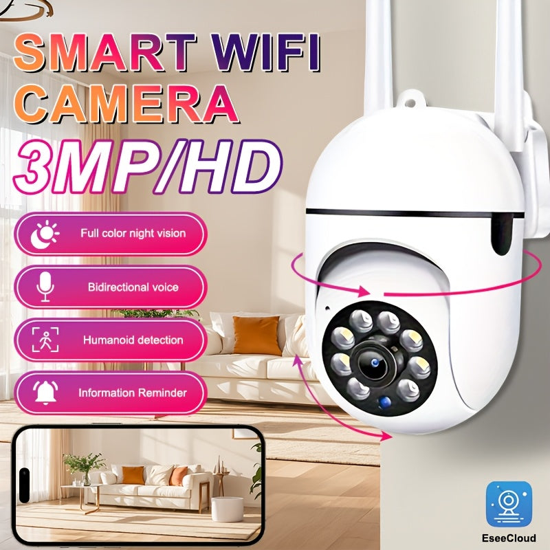 3MP Wireless Security Camera Indoor Outdoor Wi-Fi Night Vision AI Motion Floodlights