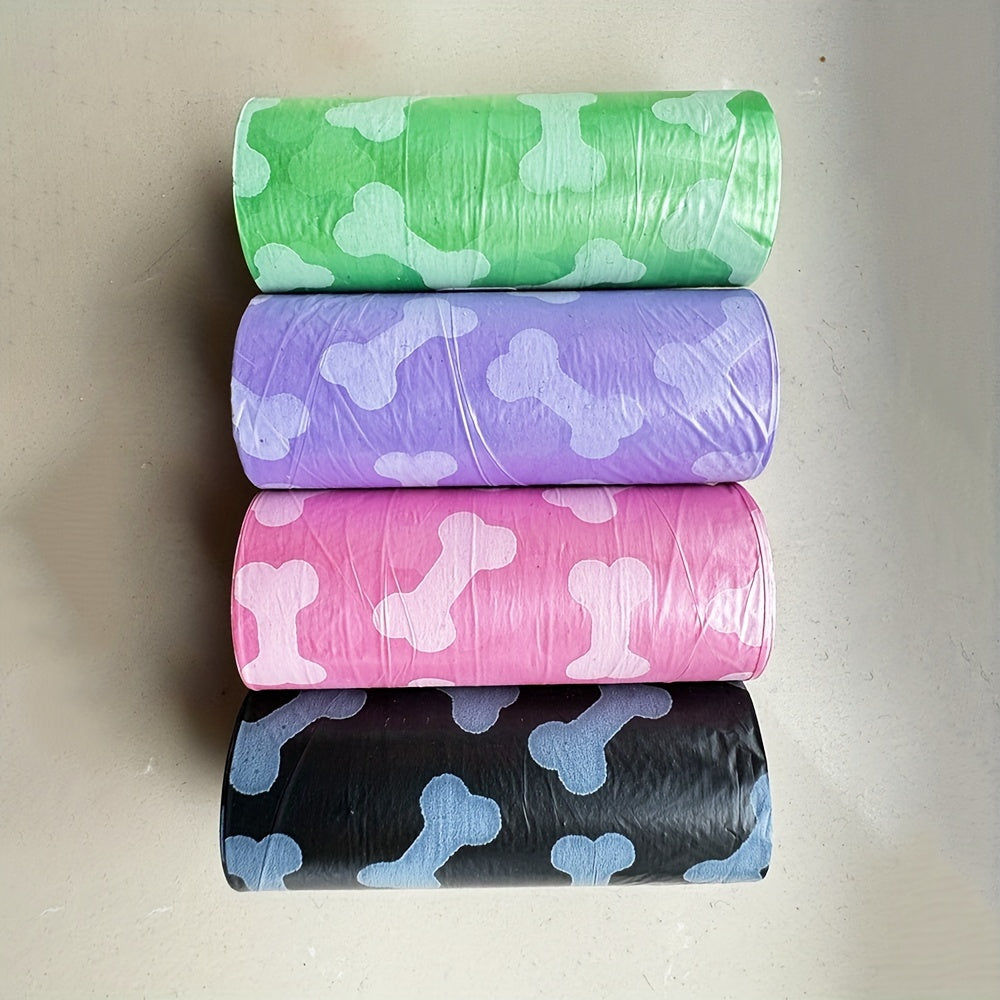 60-Pack Dog Waste Bags Leak-Proof Bone Print Easy-Tear Polyethylene Outdoor Cleanup