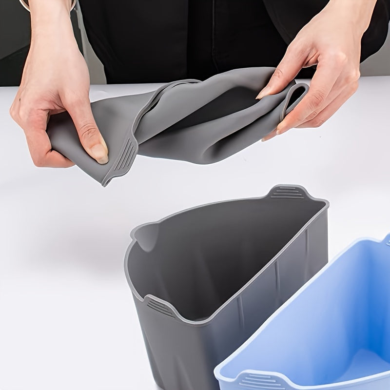 Qayta ishlatiladigan silikon sekin pishirish qoplami, 6-7 kvartlik oval pishirish uchun buklanuvchi bo‘linmalar bilan, osmon rangli, qizil, qora