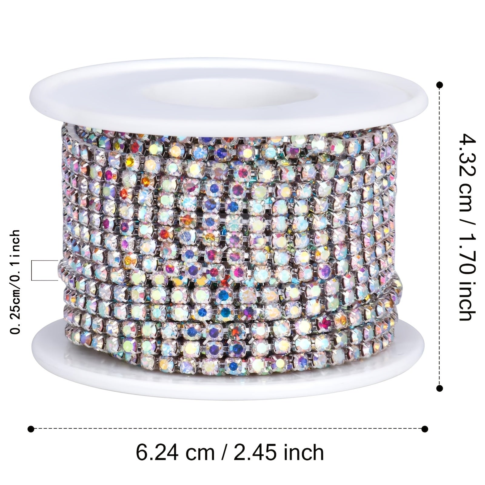 Блестящая цепочка из цветных страз AB 10Y 2/3 мм для одежды, украшений, свадебных украшений