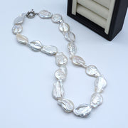 Women's Baroque Pearl Necklace Natural White Freshwater Irregular Teardrop Jewelry