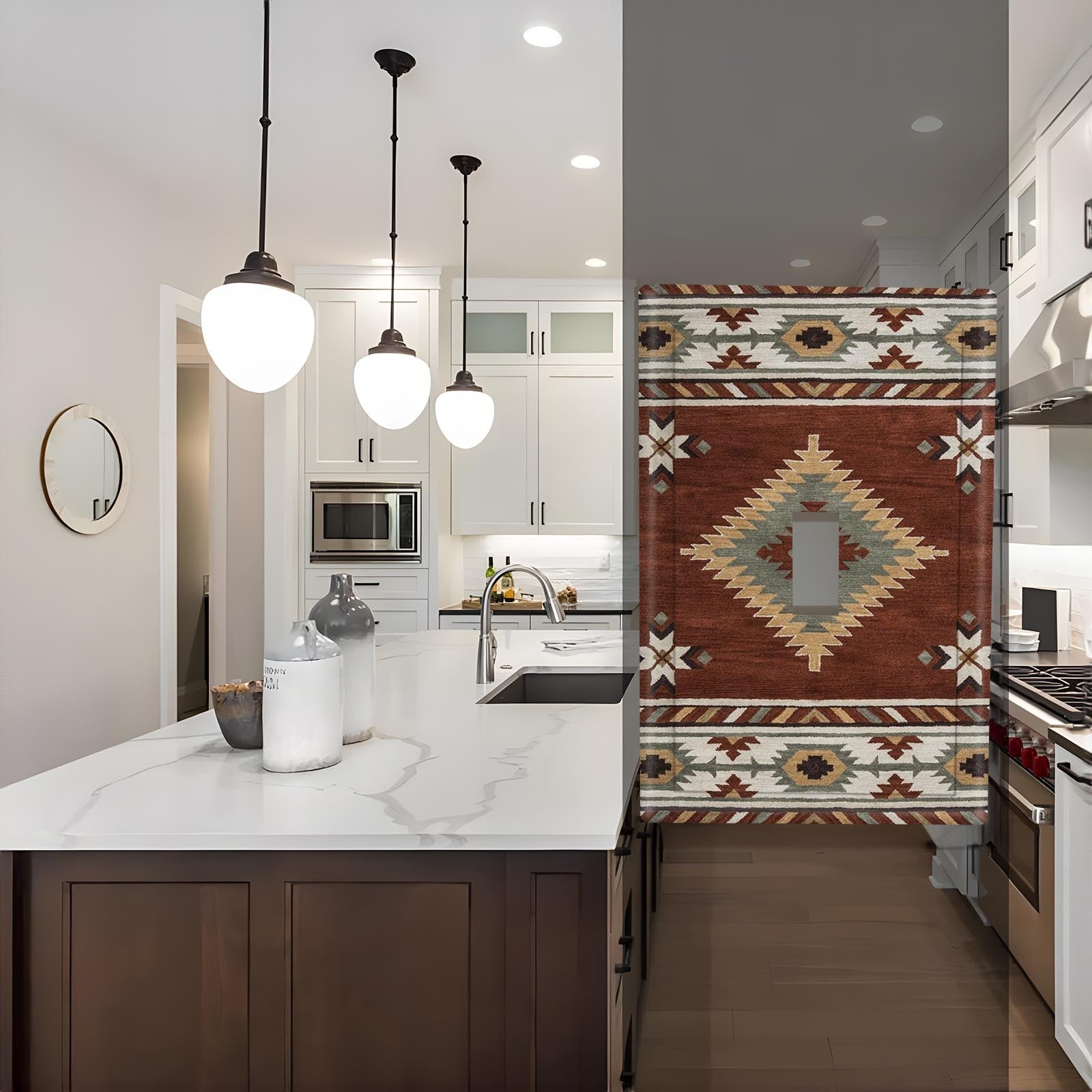 Cubierta de panel de interruptor de pared tribal rústico marrón beige blanco 1Gang 2Gang