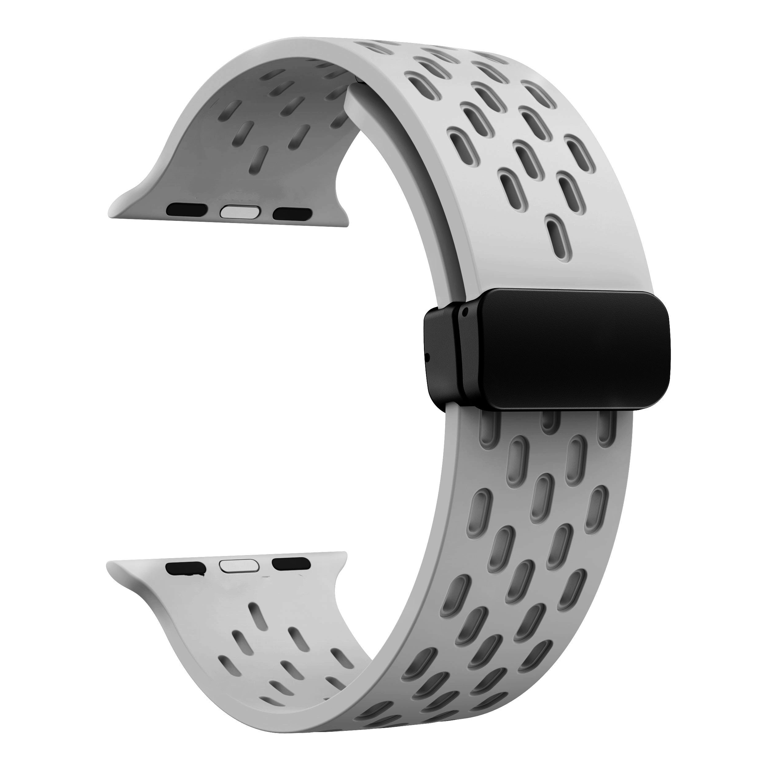 Silicone Watch Band with Breathable Holes for Apple Watch Series 1-8 Waterproof Magnetic 38mm-49mm