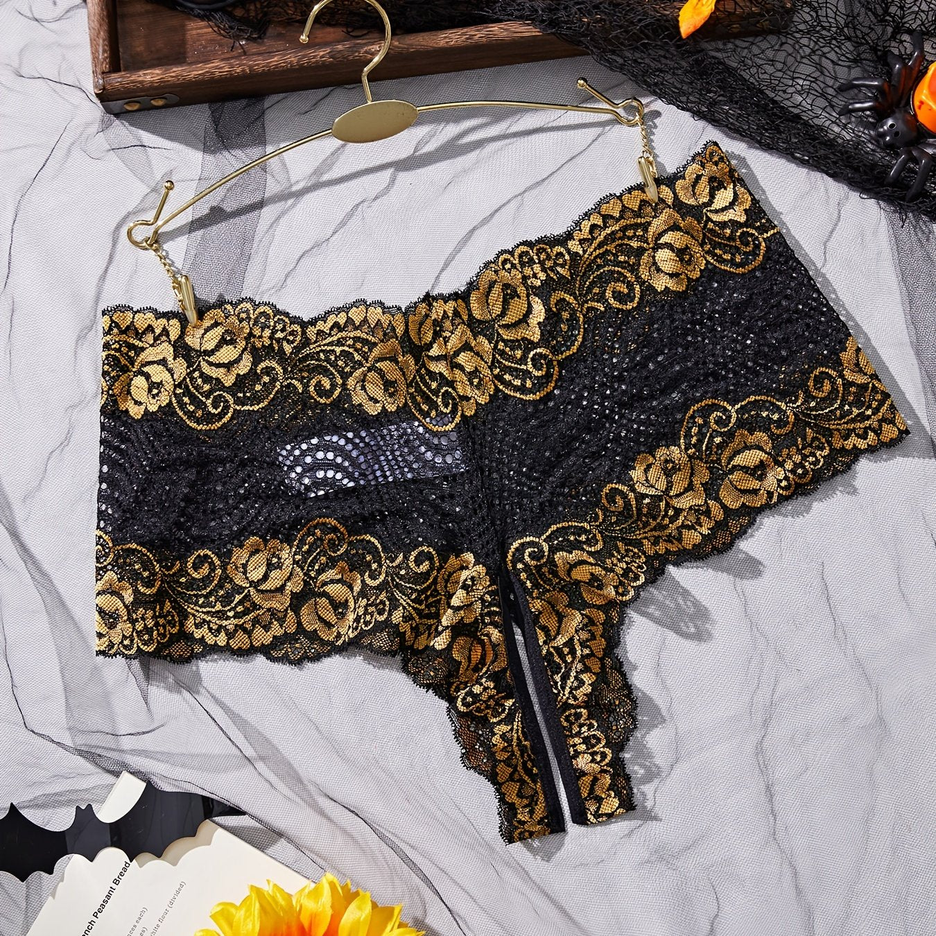 Трусики женские больших размеров из кружева, красные и черные с цветочным принтом, с открытым промежностью, средней посадки, из нейлоновой смеси
