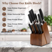 Large Wooden Bamboo Knife Block Organizer, 14 Slot Countertop Storage