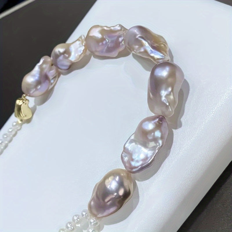 Luxury Baroque Style Freshwater Pearl Necklace for Women Multicolor Elegant Jewelry