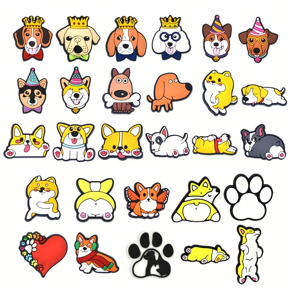 Unisex PVC Shoe Charms 23-28 Pcs Dog Paw Decor for Sandals and Wristbands