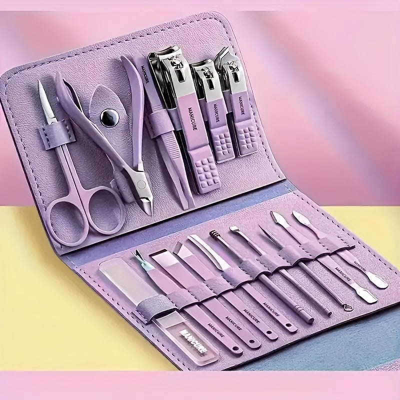 Manicure Set with Nail Clippers and Cuticle Scissors for Travel, Foot Care Kit