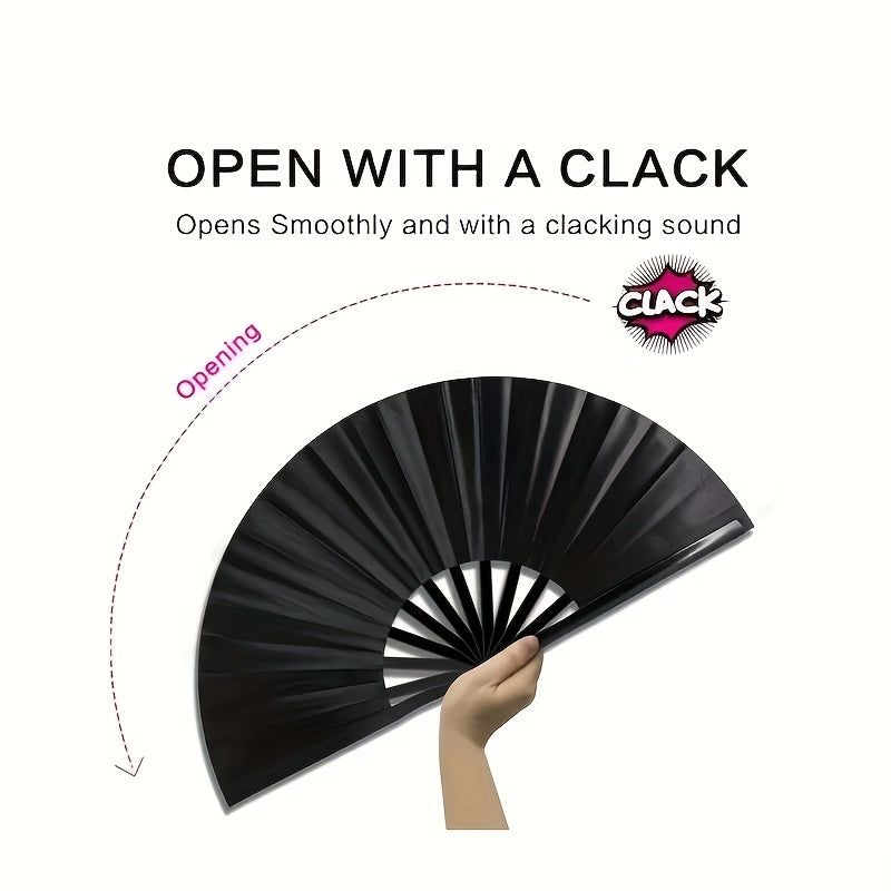 XL Folding Nylon Fan for Chinese Kung Fu Tai Chi Practice Performance Decoration Dance Holiday Party Red Black