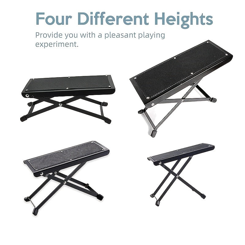 Guitar Foot Pedal and Stool with Adjustable Heights Non-Slip Metal Construction