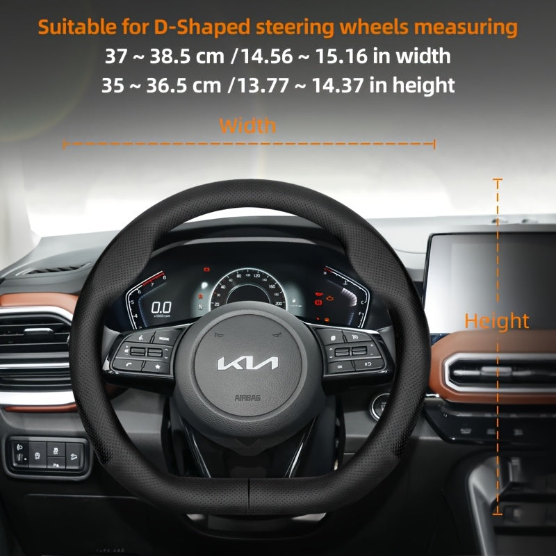 Universal Ultra-Thin Faux Leather Steering Wheel Cover Breathable Non-Slip