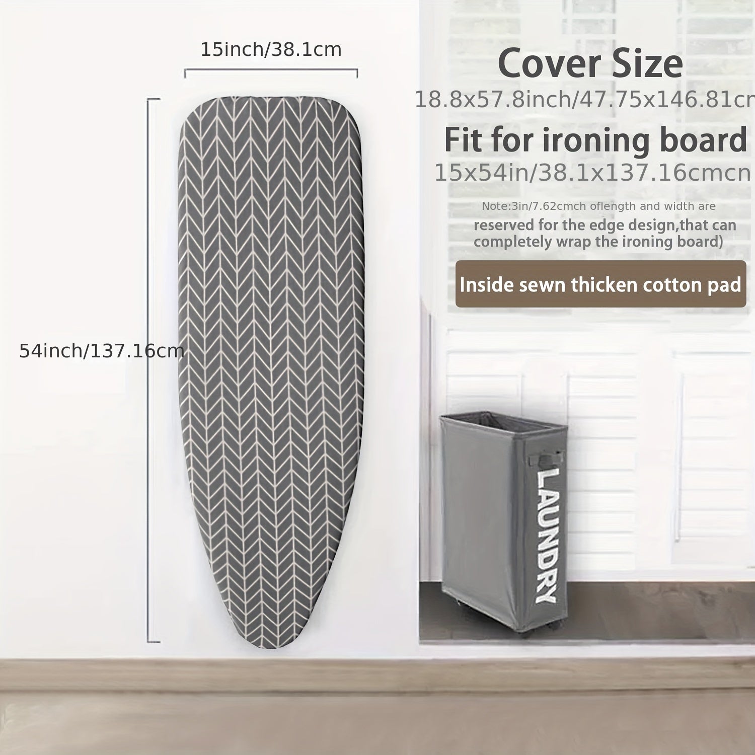 Cotton Ironing Board Cover with Pattern, Heat-Resistant, Easy to Install