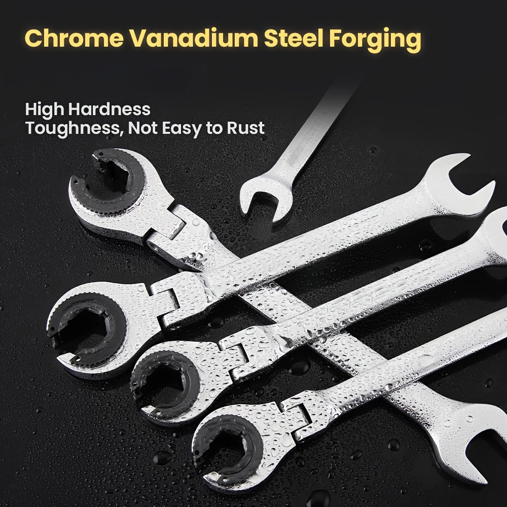 Ratchet kaliti to'plami Avtomobil tormoz, yonilg'i quvuri uchun ochiq-oydin, moslashuvchan bosh, 72 tish