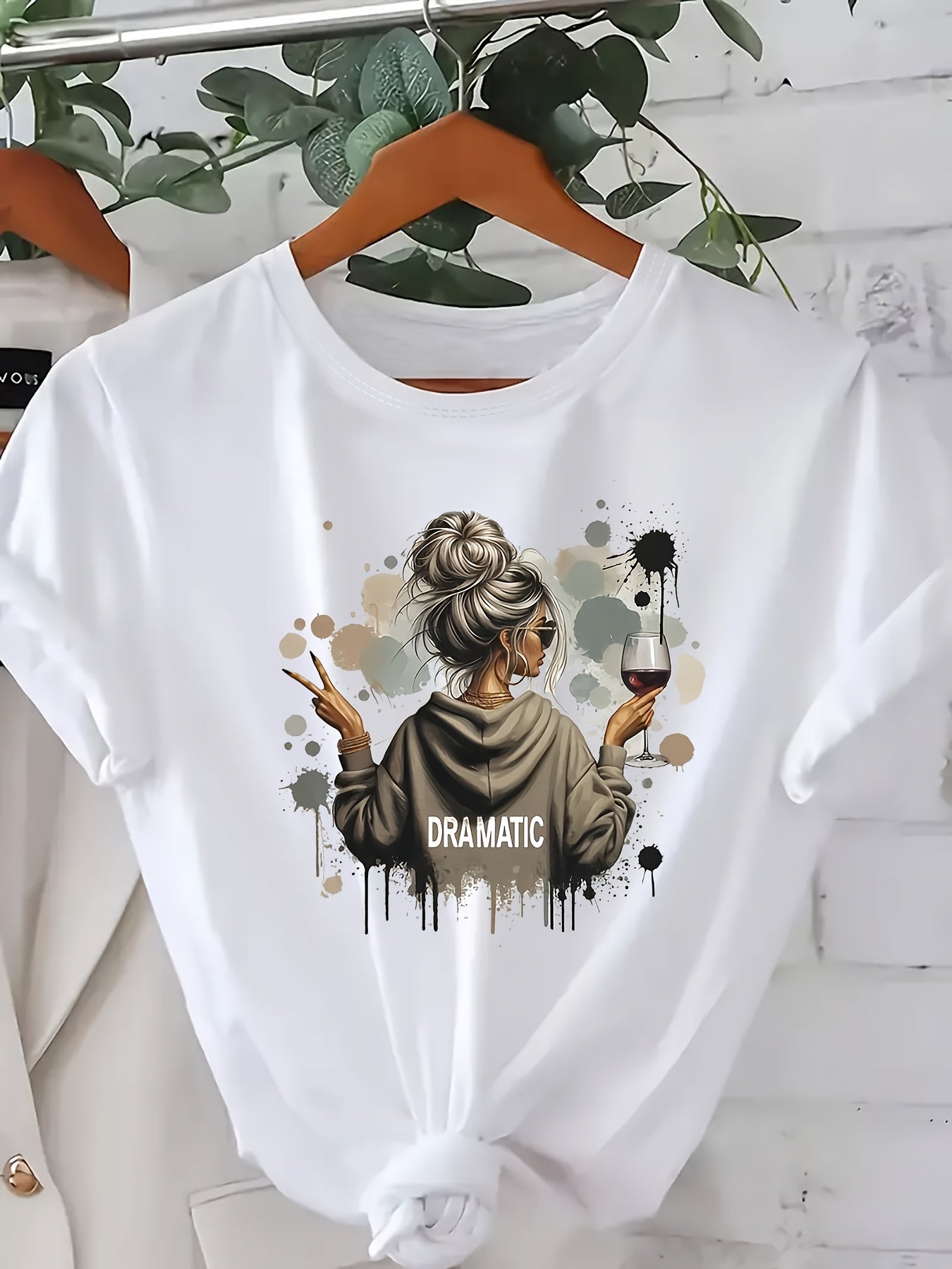 Plus Size Women's Casual Sports Wear Short Sleeve Knit Polyester Applique