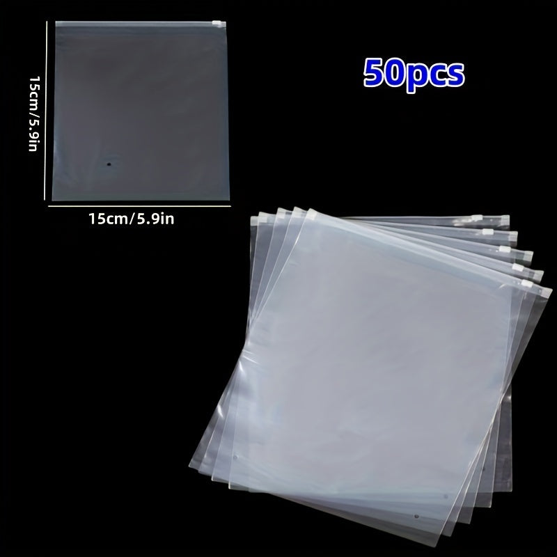 50 dona shaffof 14 Mil qayta ishlatiladigan Ziplock sumkalar, atıştırmalıklar, urug'lar, zargarlik buyumlari uchun paketlash