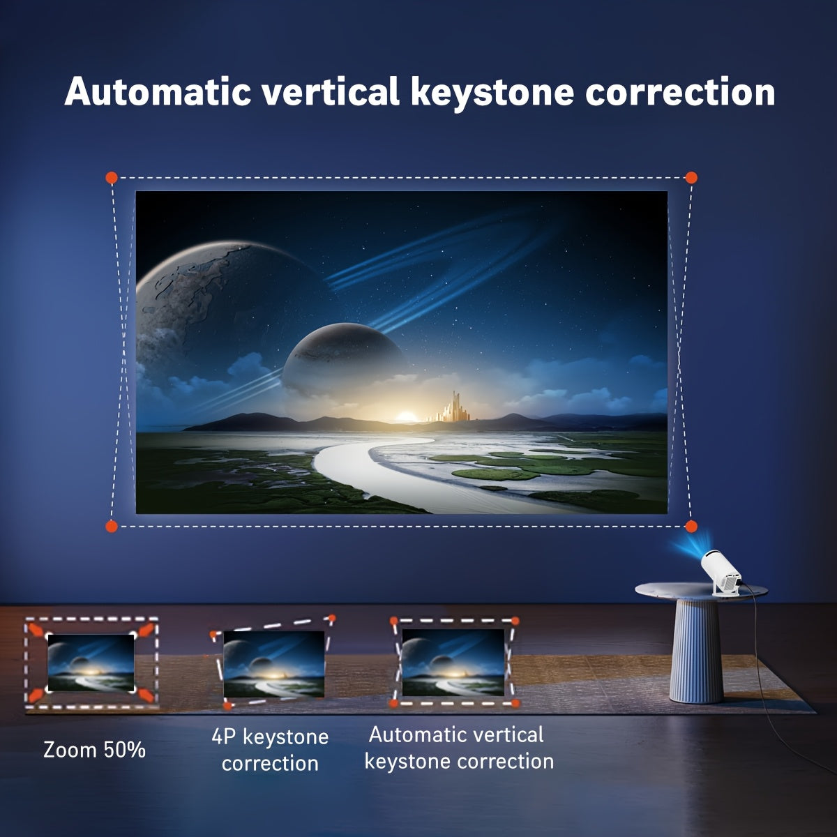 Portable Mini Projector Supports 1080P WiFi5.2 Bright Home Office