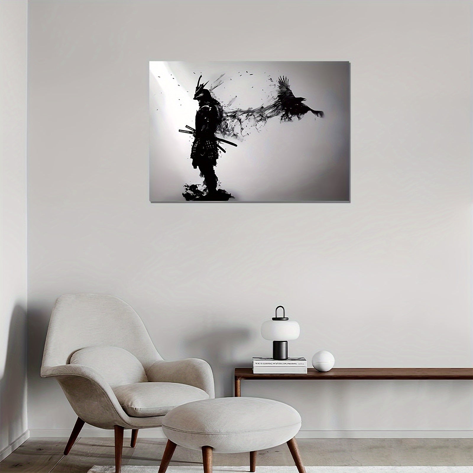 Black and White Samurai Canvas Wall Art Frameless Decor for Living Room Bedroom Anime