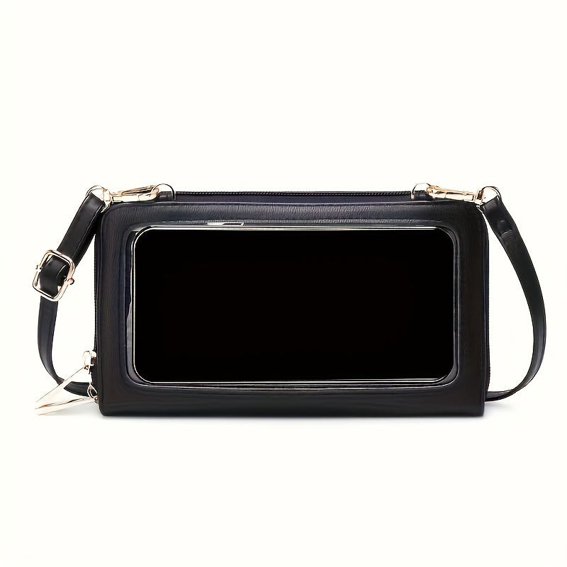 Women's Crossbody Phone Bag RFID Blocking Touch Screen Synthetic Leather Adjustable Strap Black Red Blue