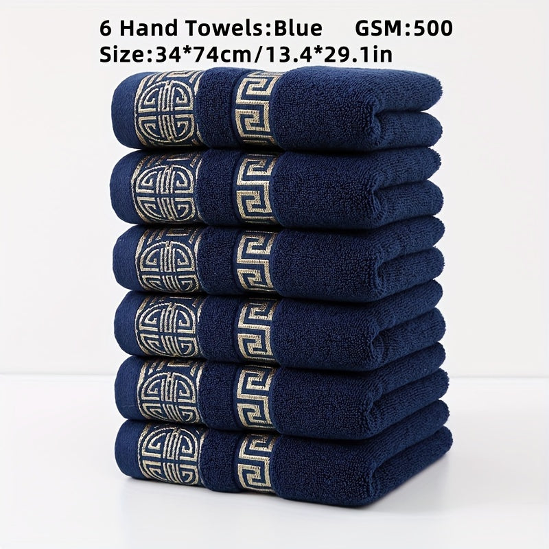 6-to'plam paxta sochiq to'plami, juda yumshoq, yaxshi o'zini o'zi yuvadigan, soya chidamli, geometrik dizayn, uy, hammom, sayohat uchun