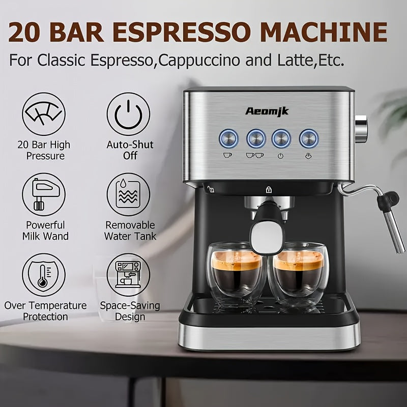 Stainless Steel Espresso Machine 20 Bar Coffee Maker with Thermometer