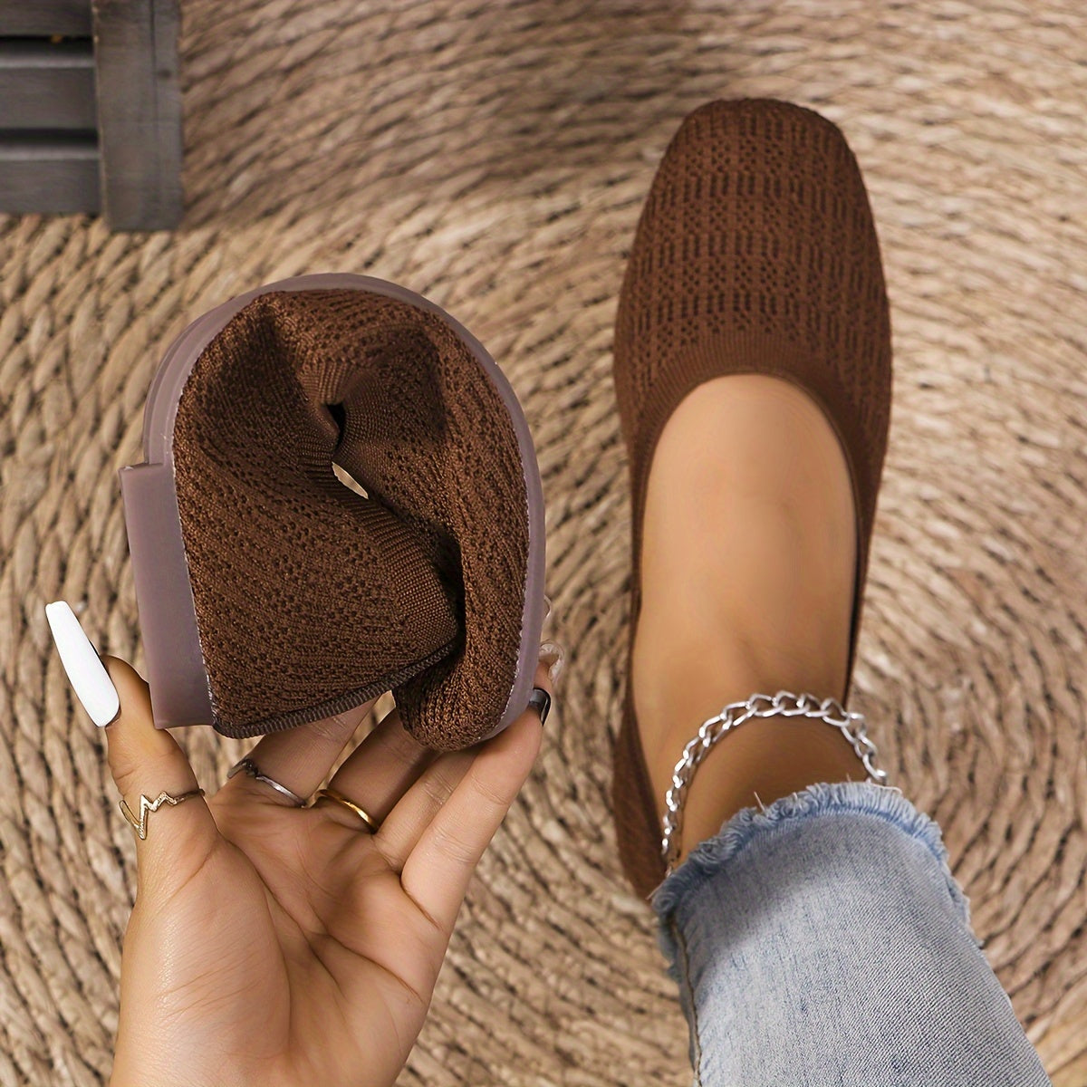 Women's Woven Flat Shoe - Lightweight Comfortable Casual for Walking Outdoor