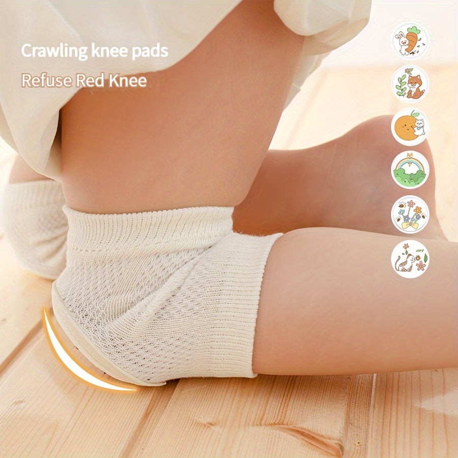 Kids Knee Pads Set of 2 Lightweight Breathable Anti-Slip Beige Polyester