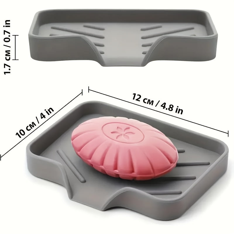 Gray Silicone Sink Organizer Tray with Drainage for Kitchen and Bathroom