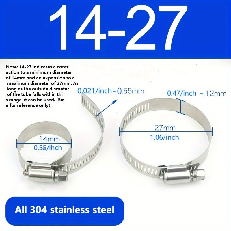 Kit de surtido de abrazaderas de manguera de acero inoxidable 10-25 piezas ajustables de tornillo sin fin para fontanería automotriz