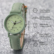 Women's Quartz Watch with Green Dial and Faux Leather Strap with Matching Bracelet
