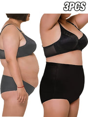 Plus Size Women's Tummy Control Seamless Yoga Panties 3 Pack