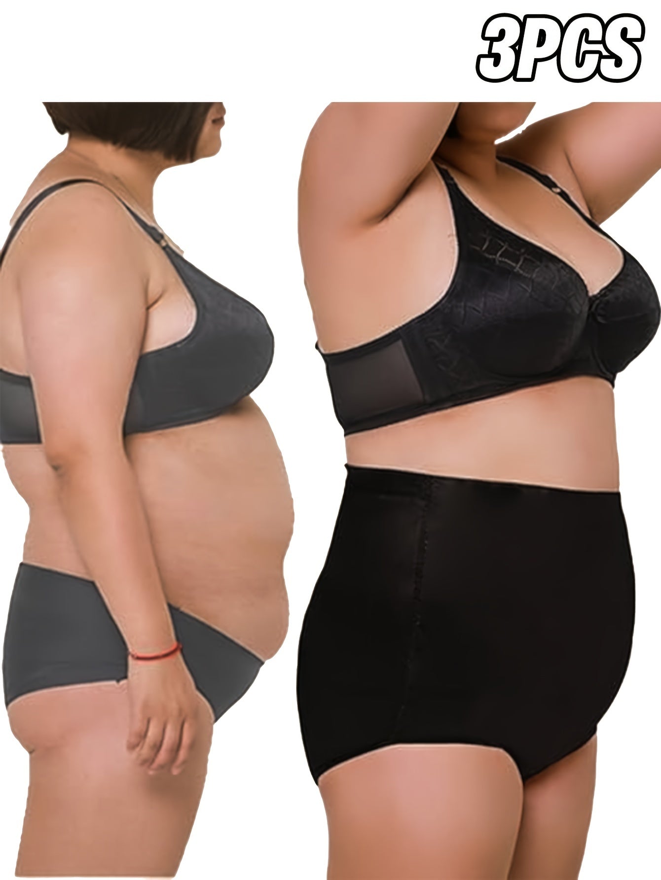 Plus Size Women's Tummy Control Seamless Yoga Panties 3 Pack