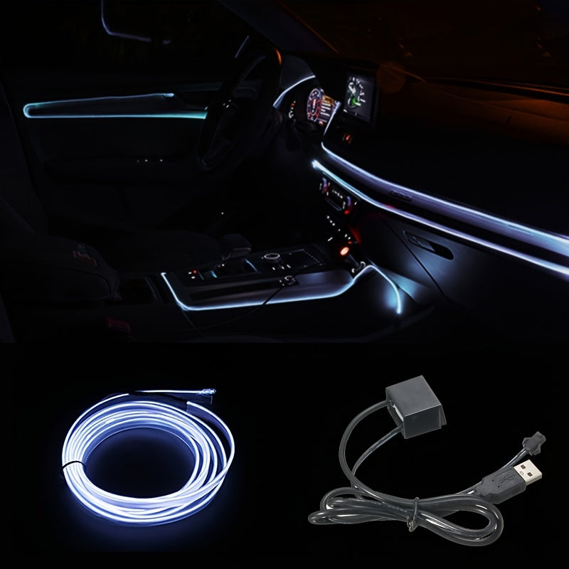 Tira de neón LED para interior de coche, luz ambiental flexible, decoración USB