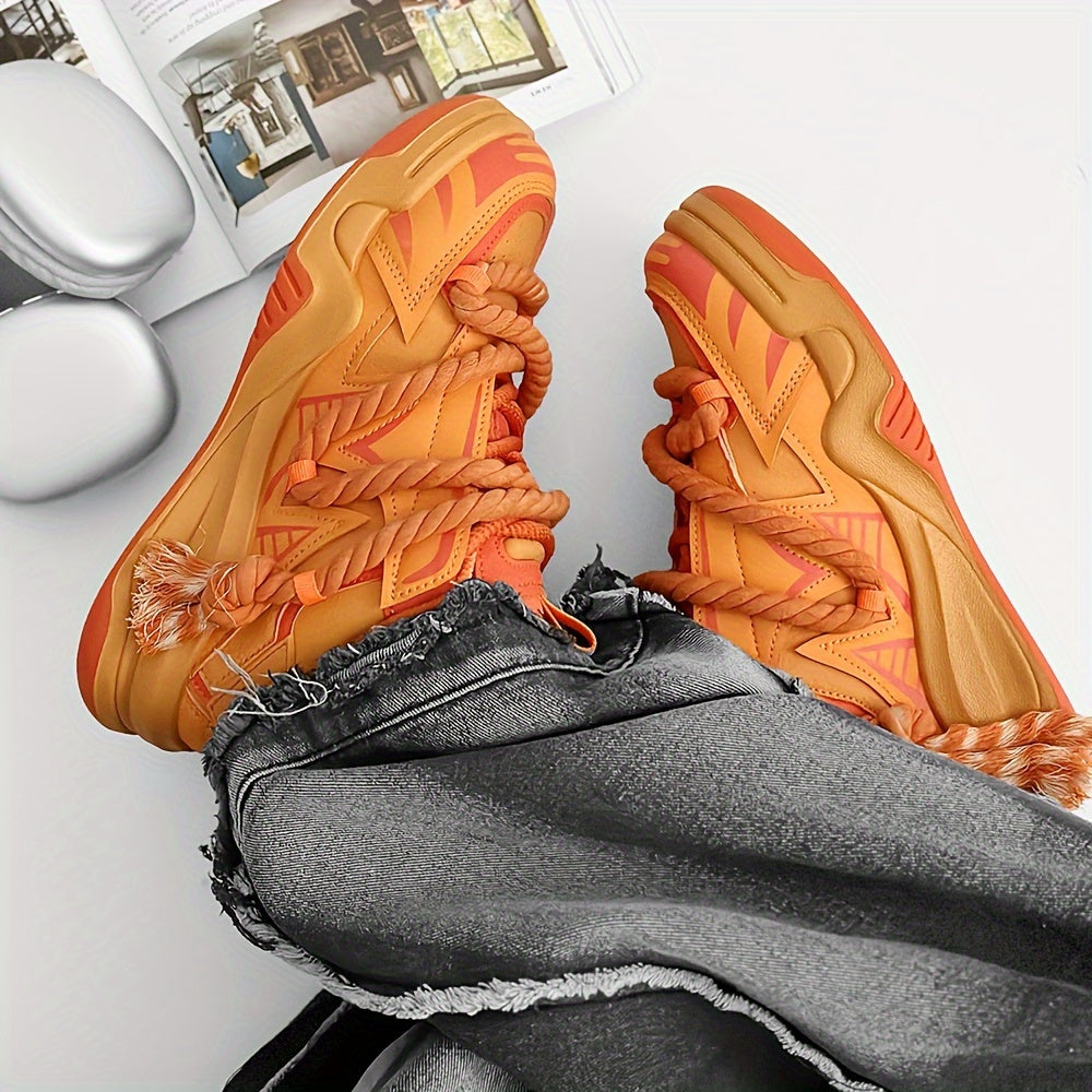 Men's Casual Low Top Sneakers Rubber Sole PU Fabric Solid Color All-Season