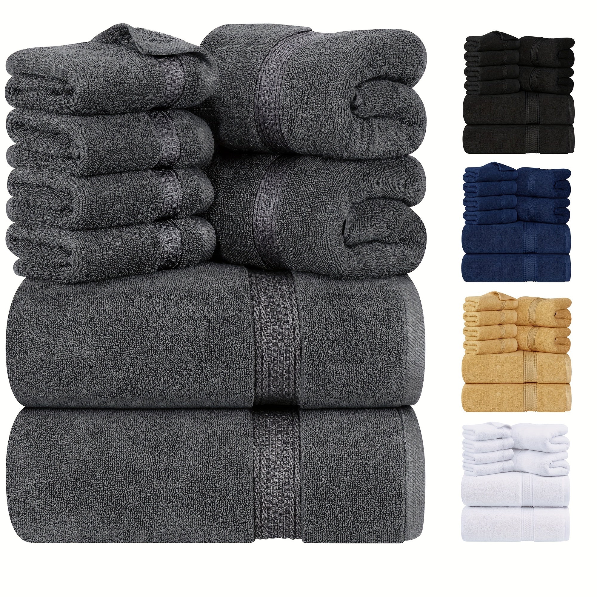 8-Piece Multicolor Cotton Towel Set Bath Hand Washcloths for Bathroom Gym Spa