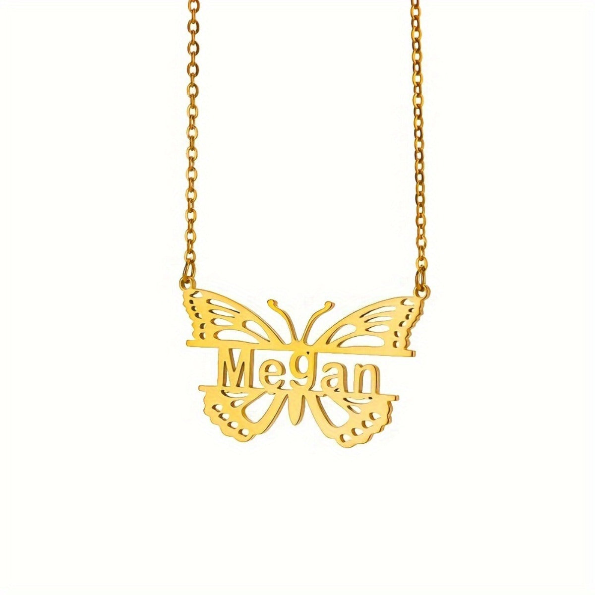 Personalized Butterfly Name Necklace 18K Gold Plated Stainless Steel Gift for Women