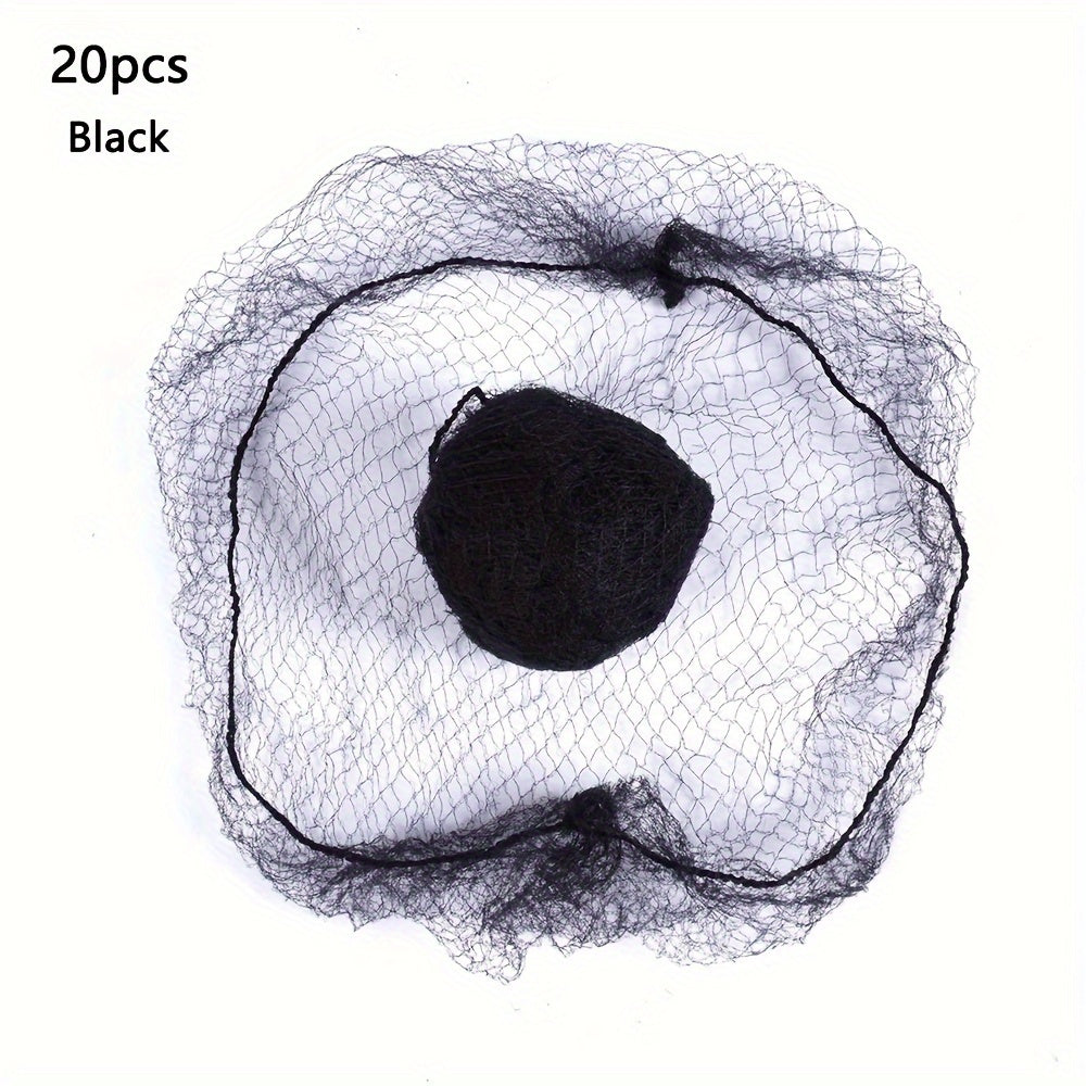 25-Pack Disposable Nylon Hairnets for Dance and Performance with Elastic Edge Mesh