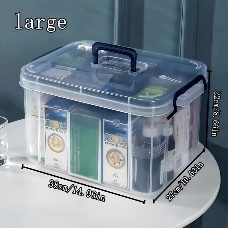 Toza suv o'tkazmaydigan plastmassa saqlash qutisi kvadrat klip bilan yopiladigan qopqoq bilan uy xo'jaligi uchun dorilarni tashkil etish