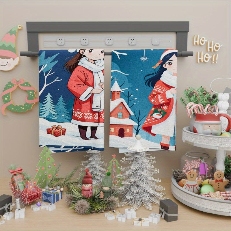 Набор из двух кухонных полотенец 18*26 идеально подходит для Рождества и зимнего сезона. Добавьте праздничный акцент в декор вашей кухни с этими мягкими полотенцами на рождественскую тематику с снежинками. Отличный вариант для подарков!