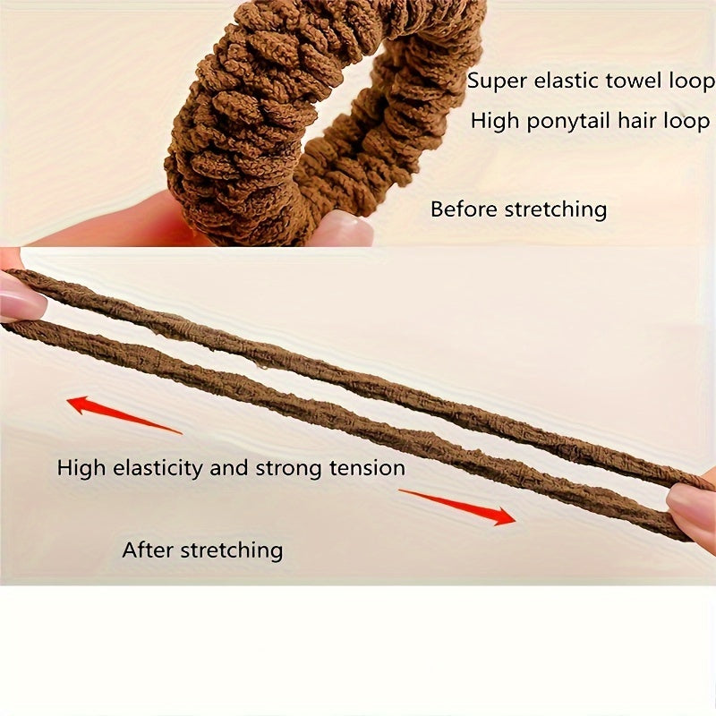 Scrunchies gruesos y anchos con textura y bandas elásticas para el cabello en marrón, blanco y beige