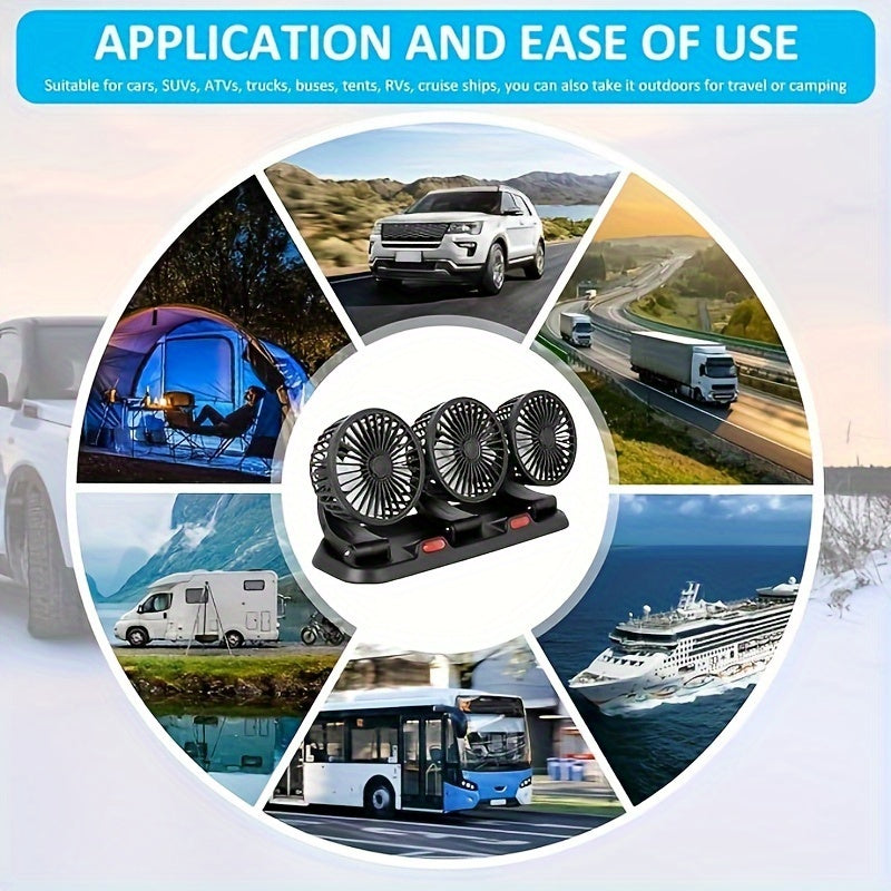 3-Head USB автомобильный вентилятор 5V портативный охладитель для транспортных средств из пластика