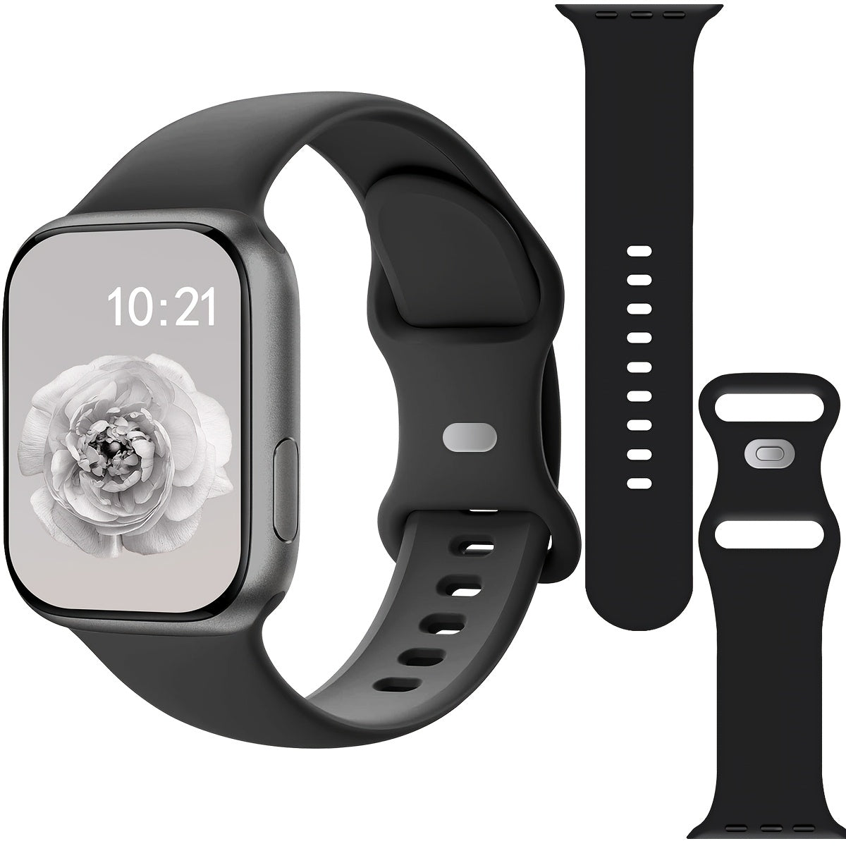 Waterproof Silicone Sport Watch Band with Floral Design for Apple Watch 38mm-49mm