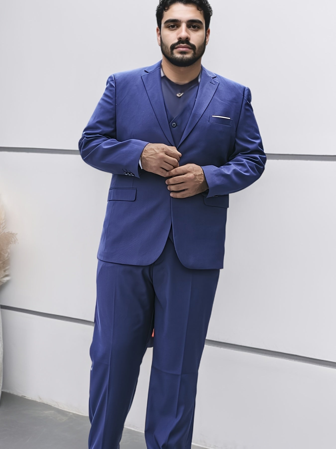 Chaqueta de traje negra para hombre para ocasiones formales, talla grande, mezcla de poliéster trenzado