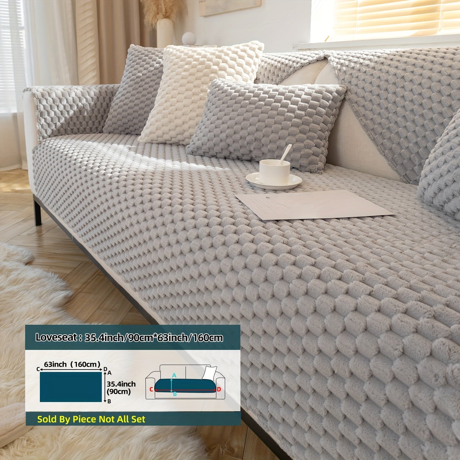 Cojín de sofá nórdico de felpa con diseño antideslizante para todas las estaciones