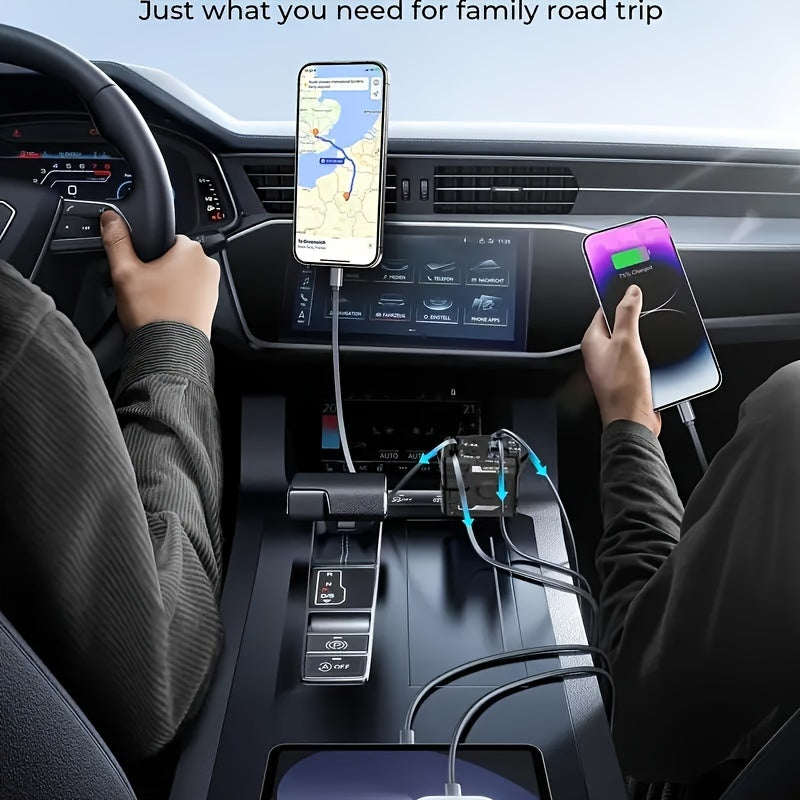 Telescopic Car Charger 66W 2 USB Ports Fast Charging Compact Adapter