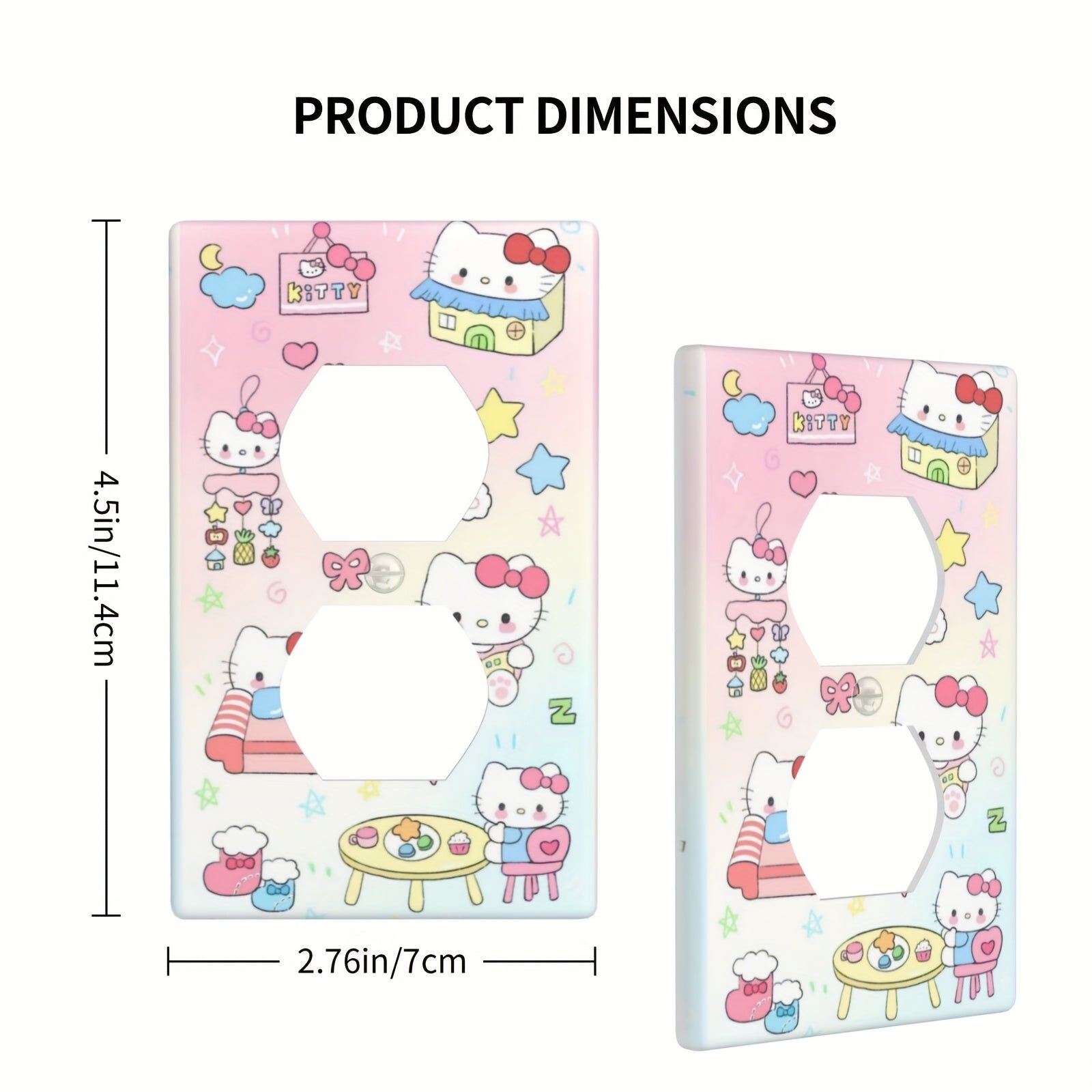 Hello Kitty Cartoon Dual Socket Cover Wall Plate Decorative Easy Install Heat-Resistant Fade-Proof